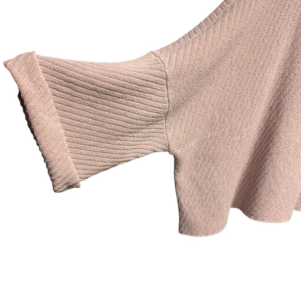 Free People I Can’t Wait Cropped Oversized Sweater Size Small Pink Blush Ribbed - Picture 4 of 12